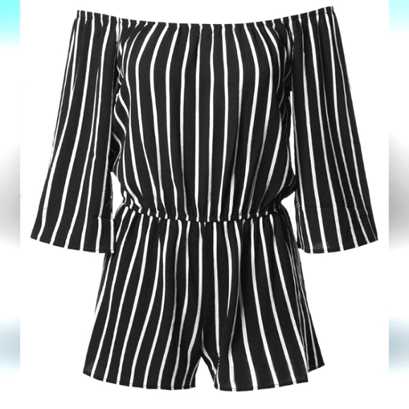 Ambiance Off shoulder striped romper size Small - Picture 4 of 5